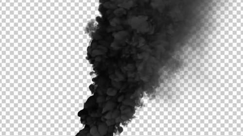 Vertical Black Smoke Ink Rising Alpha Channel Animation