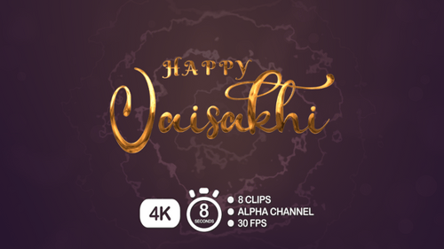 Animación de texto Happy Vaisakhi