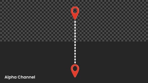Map Pin Connection Path With Vertical Dashed Line