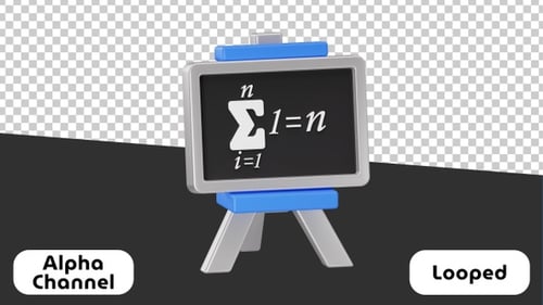 3D Animation of Math Equation on Chalkboard | Alpha Channel