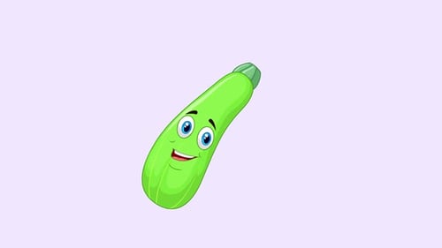 Smiling Cartoon Zucchini Character Waving