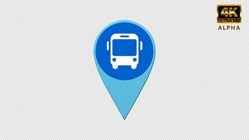 3D Rotating Bus Stop Map Pin Icon Animation