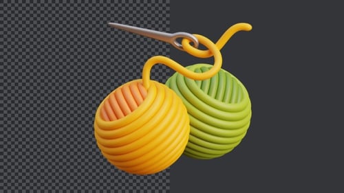 Cute 3D Yarn and Needle Crafting Animation