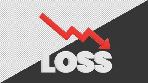 3D-Verlustlinie mit Pfeil nach unten | Alpha-Kanal