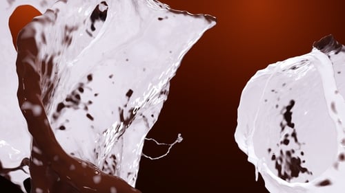 Realistic Chocolate Milk Splash Mixing Fluid Simulation Overlay