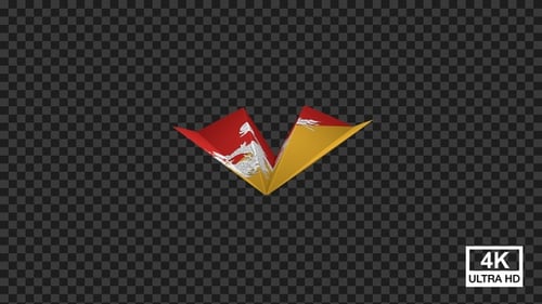 Avion en papier du drapeau du Bhoutan V3