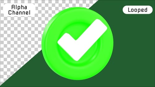 Checkmark Success Badge 3D Animation | Alpha Channel