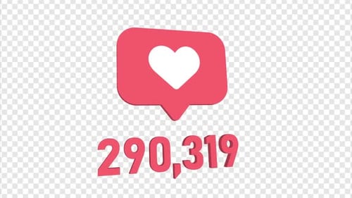 Dynamic 3D Social Media Like Counter Animation with Heart Icon