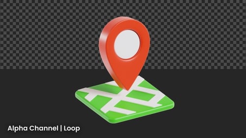 Pin de ubicación 3D con animación de mapa | Alpha Loop