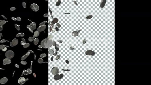 Falling Silver Coins Animation With Transparent Background