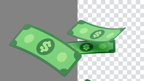 3D Animation of Falling Money | Alpha Channel