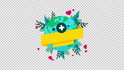 Flat Design Earth Globe Health Care Environment Animation