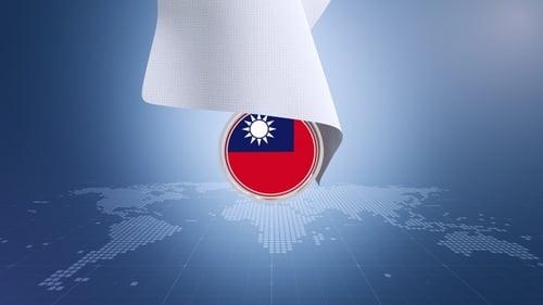 Fluid Fabric Reveal of Taiwan Flag on Digital World Map
