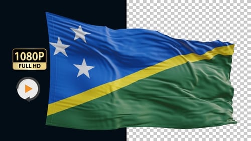 Realistic Solomon Islands Flag Waving Animation with Alpha Channel