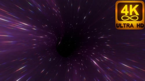 Hyperspace Jump Flying Through the Universe Lightspeed Tunnel. Colorful Curved Loopable Space travel