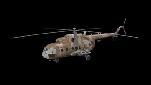Realistic 3D Military Helicopter Rotating with Alpha Channel