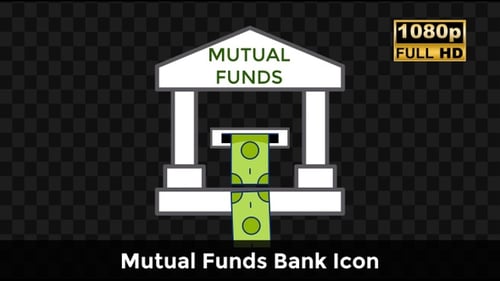 Symbol der Investmentfondsbank — Animierte Bank- und Investmentgrafik