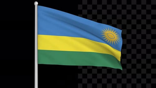 Realistic Rwanda National Flag Waving Alpha Channel