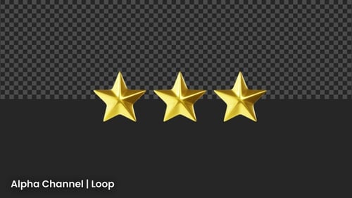3D 3 Gold Stars Animation | Alpha Loop