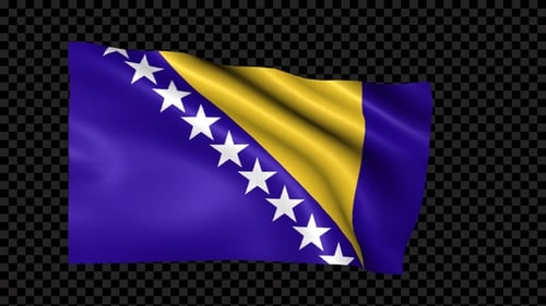 Bosnia and Herzegovina Flag Waving Animation with Alpha Channel