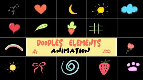 Colorful Hand Drawn Doodle Elements Animated Collection