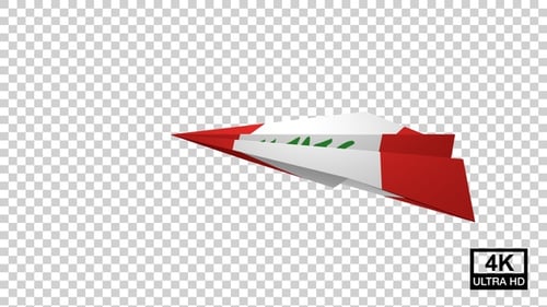 Iraq Flag Paper Airplane Flying Seamless Loop Animation