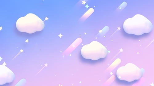 Dreamy Pastel Sky Background with Animated Clouds and Stars
