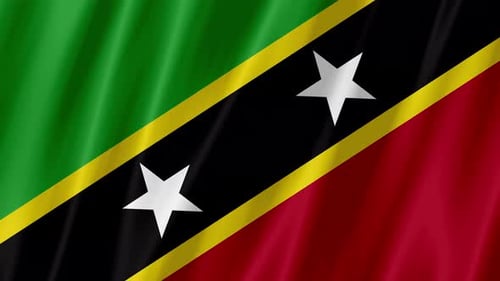 Waving Flag of Saint Kitts and Nevis Realistic Animation