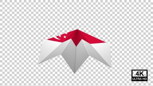 Geometric Singapore Flag Paper Plane Animation