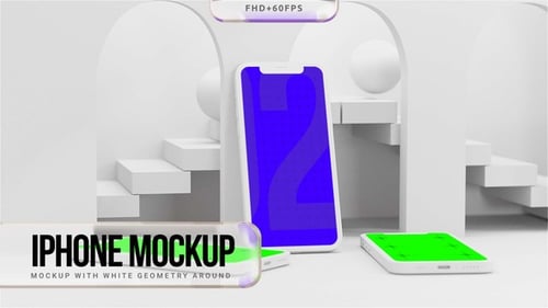Minimalist 3D Smartphone Mockup with Architectural Elements