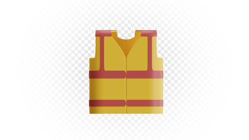 3D High Visibility Yellow Safety Vest with Red Reflective Stripes Isolated