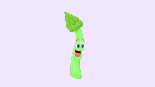 Happy Cartoon Asparagus Bouncing Animation