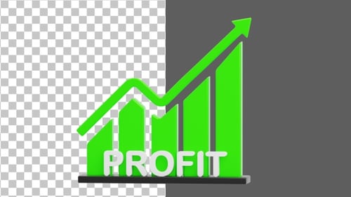 3D Profit Market Arrow Up | Alpha Channel