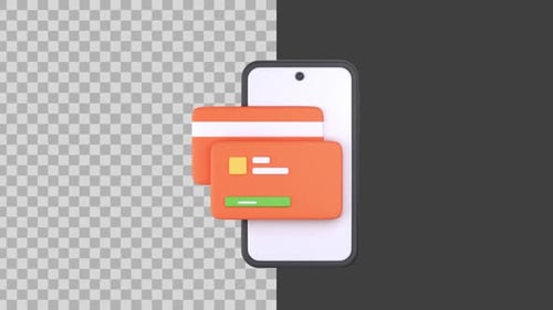 3D Smartphone Credit Card Online Payment Animation