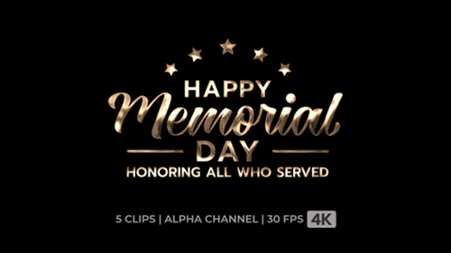 Happy Memorial Day Text Animation