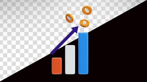 3D Animated Bar Chart Showing Financial Growth and Success