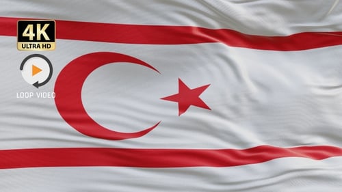 Northern Cyprus Flag Waving Seamless Loop Animation