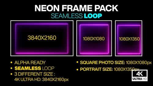 4K Alpha V9 Rahmenpaket, Neonfarben, Rosa und Lila