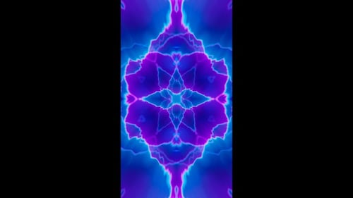 Vertical video abstract purple and blue kaleidoscope vj loop animation