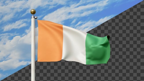 Cote d'Ivoire Flag Waving Animation with Alpha Channel