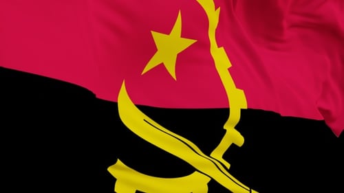 The Angola with alpha channel waving in the wind in slow motion