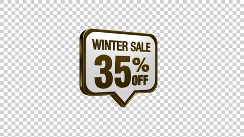 Winter Sale 35 Percent Off Golden 3D Discount Tag Animation