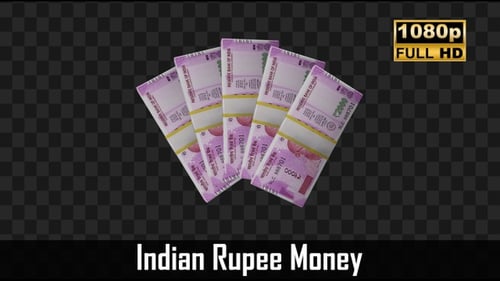 Falling Indian 2000 Rupee Banknotes Stacking Animation