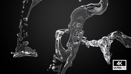 Fluid Water Splash with Alpha Channel Transparent Background