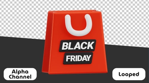 Black Friday Shopping Bag 3D Animation | Alpha Channel