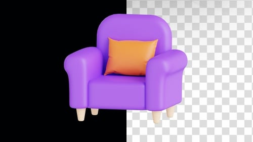Smooth 3D Purple Armchair Spinning Animation