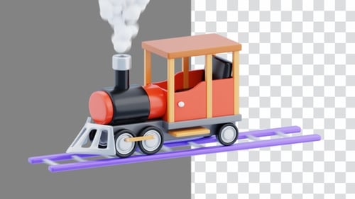3D Animation of Mini Trains Offer Exciting Travel | Alpha Channel