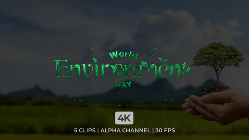 World Environment Day Text Animation with Fluid Metallic Particles