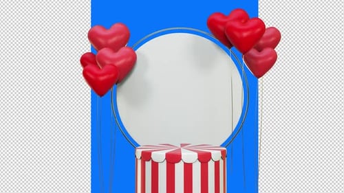 Animated 3D Heart Balloons and Podium Display