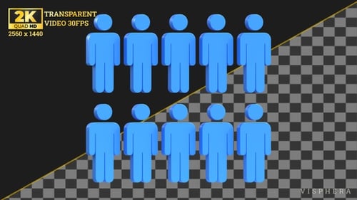 Animated 3D Blue People Icons for Demographic Representation